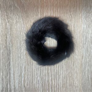 Vintage Faux Fur Dark Brown Hair Scrunchie